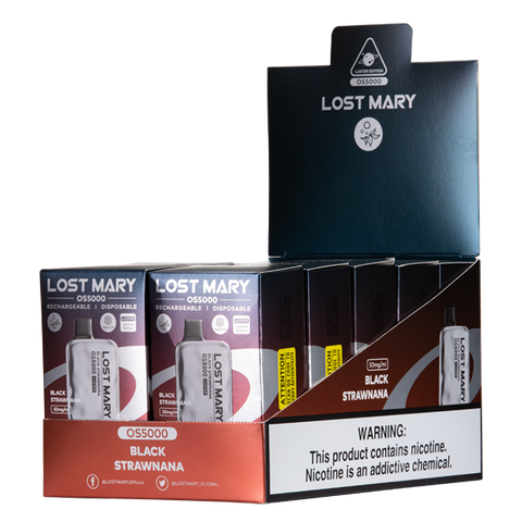 Black Strawnana Lost Mary OS5000 Luster Vape 10-Pack